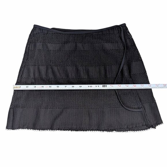 NWT S/M French Swim Wrap Skirt Halter Set Black Stretch Tie Back Lined - Picture 8 of 11